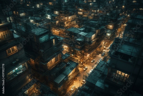 Maze of interwoven streets. Generative AI