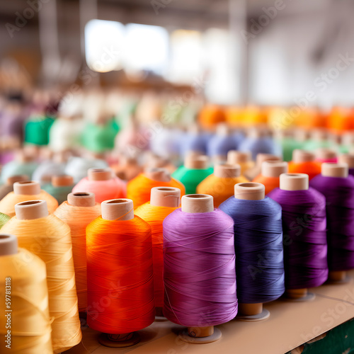 Rolls of industrial cotton fabric for clothing cloth textile manufacture created with Generative AI technology.