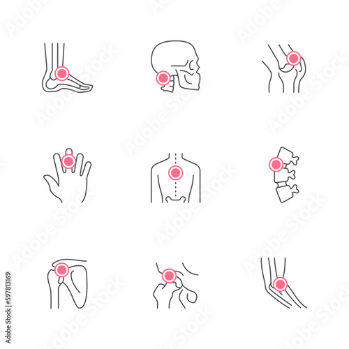 Set color icons of joint pain