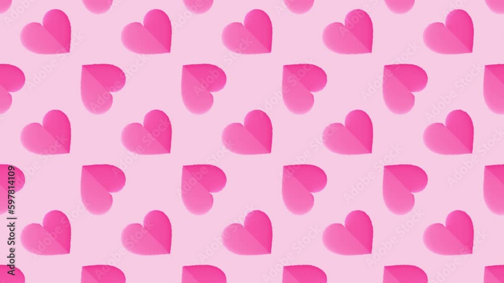 seamless pattern with pink hearts, loop animation video seamless pattern with pink hearts, loop animation video