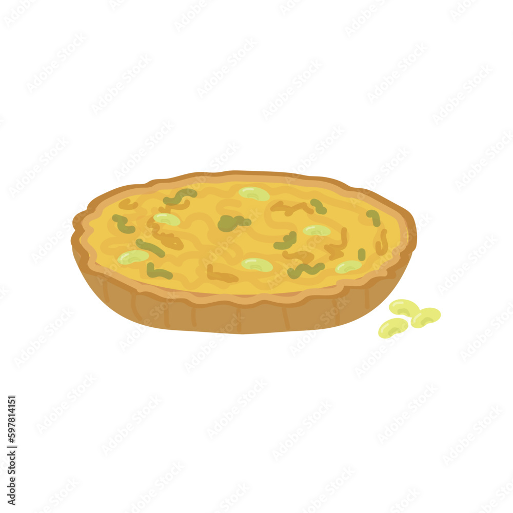Coronation Quiche vector illustration with broad beans Coronation Quiche vector illustration with broad beans