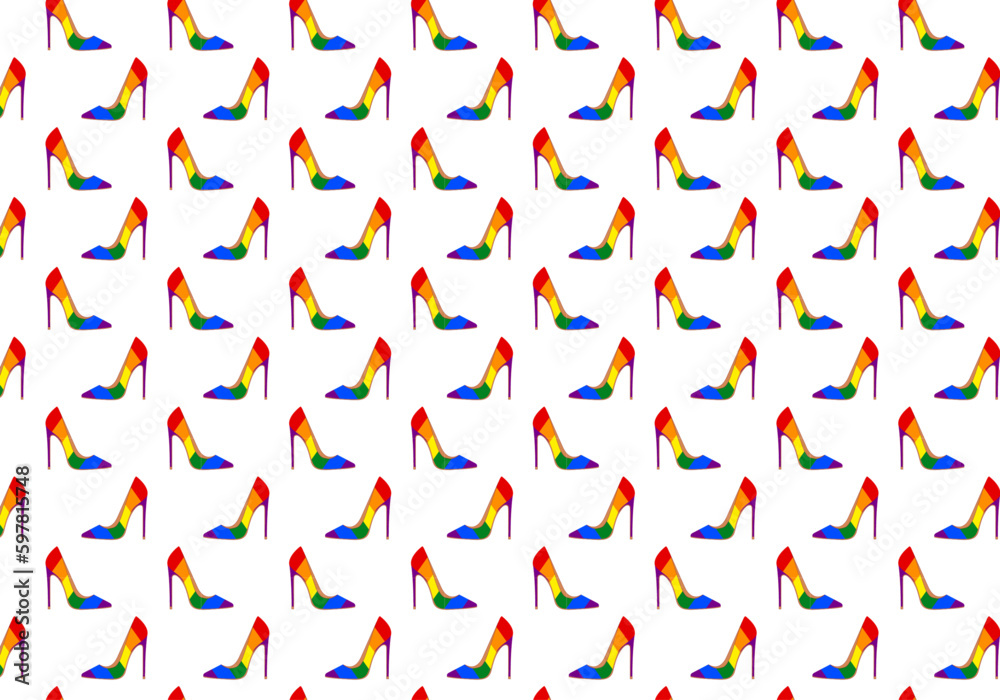 Estampado de zapatos de tacón con la bandera del colectivo LGTBI