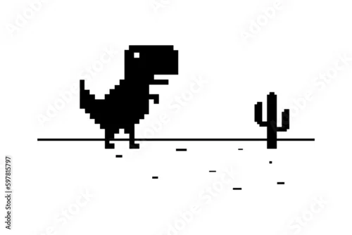 Obraz No internet connection pixel art dinosaur offline art bad connection computer digital web concept network technology.