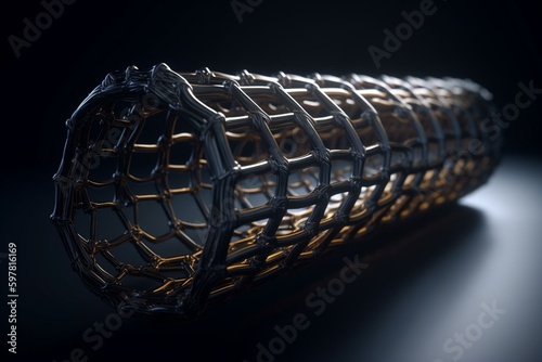 3D model of a carbon nanotube. Generative AI