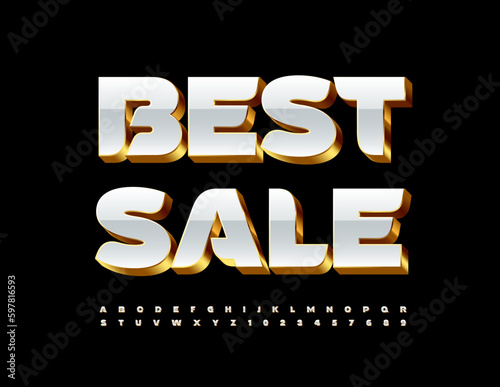 Vector bright promo Best Sale. Exclusive chic Font. Modern premium Alphabet Letters and Numbers set.