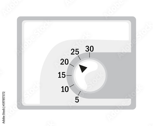 Thermostat vector. Controller with screen for floor, house heating, fan. Electronic thermostat controls and regulates temperaturein appartment remotely.