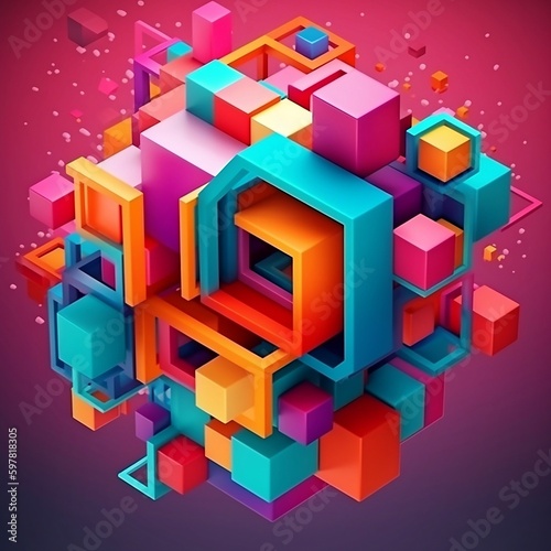 abstract colorful cubes background 