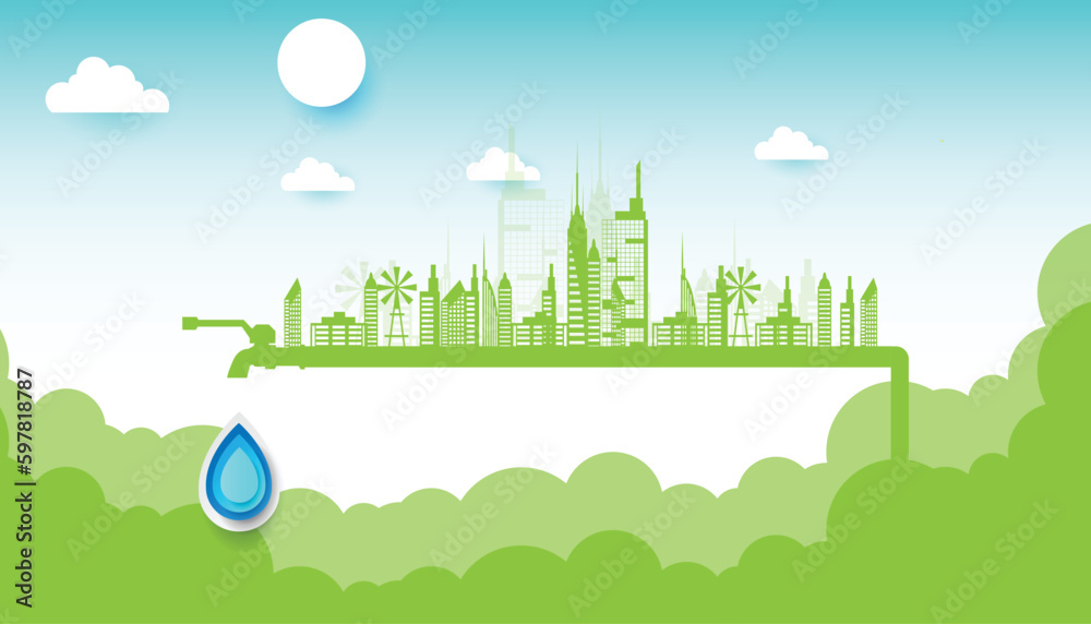 Fototapeta premium Ecology connection concept background . Vector infographic illustration