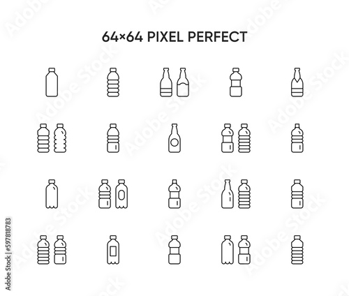 Stock vector illustration of a set of plastic bottles.