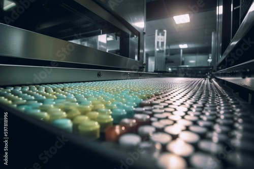 A modern pill manufacturing facility with advanced technology. Generative AI