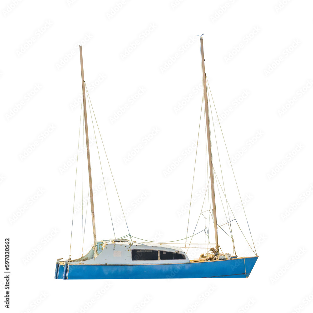 Cutout of an isolated fishing boat with the transparent png