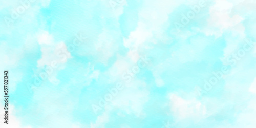 Abstract watercolor background with blue in the sky clouds.