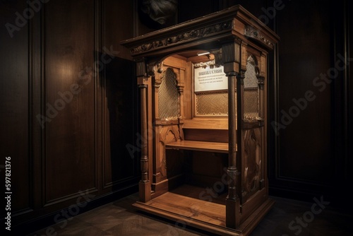 A booth used for confession in the Catholic Church. Generative AI