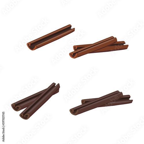 cinnamon sticks on a white background collection