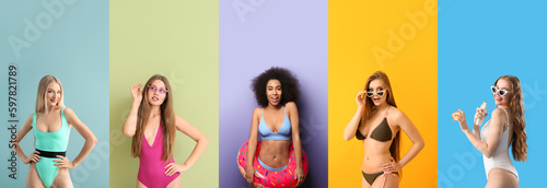 Set of beautiful young wome...