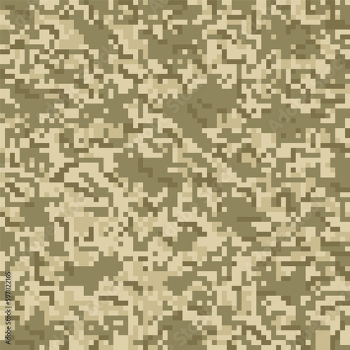 Digital pixel camouflage pattern. Military texture. Abstract army or hunting masking ornament. Vector illustration.