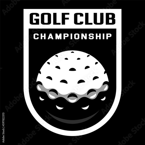 Golf ball logo. Sport games. Sporting equipment. Emblem, badge.