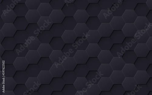 Random shifted black honeycomb hexagon background wallpaper. Vector illustration.