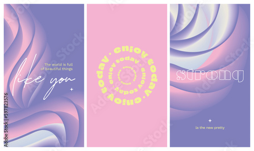 Social media story gradient aesthetic quotes template collection