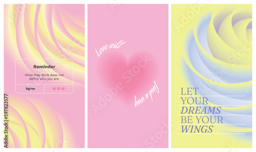 Social media story gradient aesthetic quotes template collection