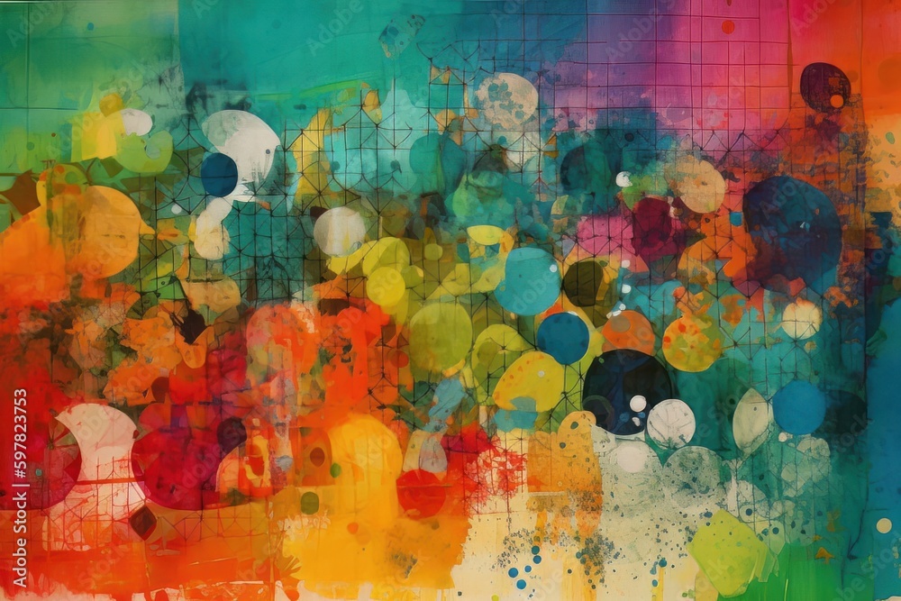 Fototapeta premium Abstract background with circles, lines, and grunge. Generative AI