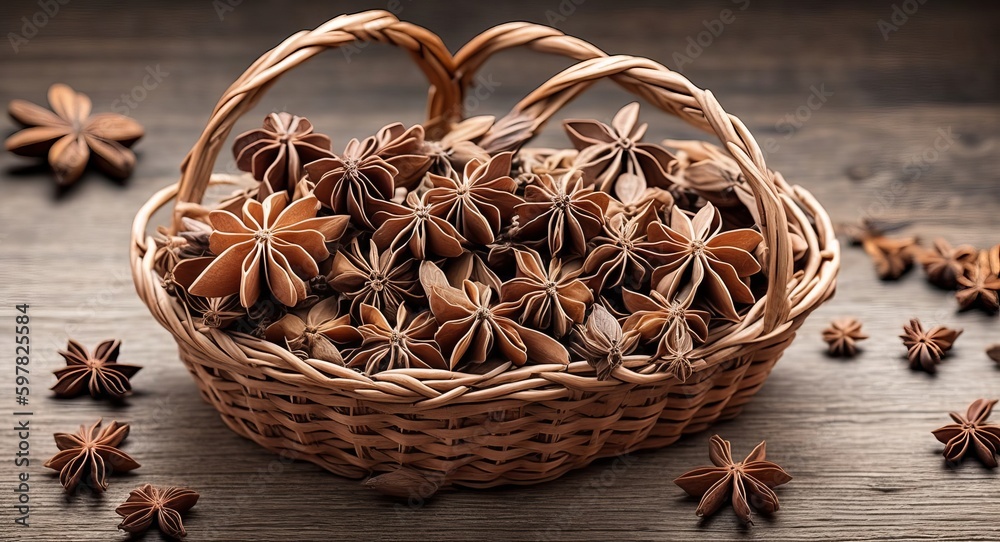 anise seeds in a beautiful basket. ai generation