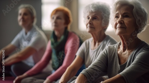 A group of seniors participating in a yoga class, promoting heart-healthy activities on Worldlier Day. Generative AI