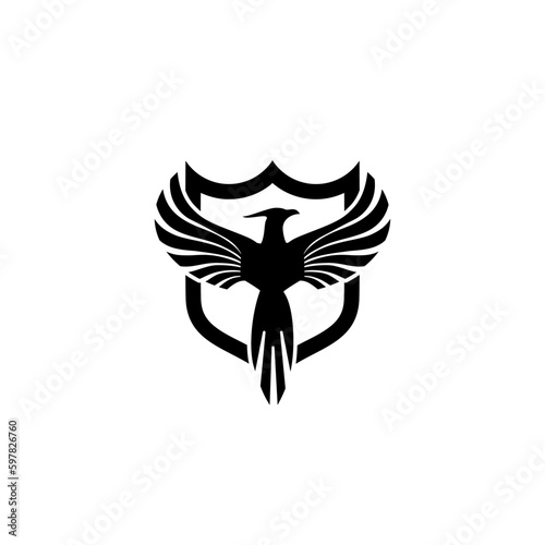 Phoenix shield icon isolated on white background 