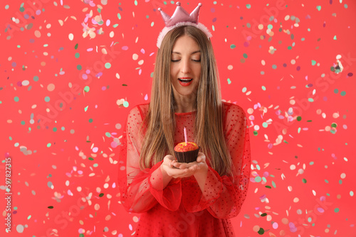 Happy young woman with Birt...