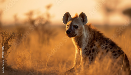hyena in the savannah generative art photo