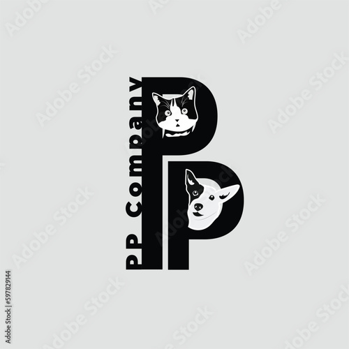 PP cat and dog logo for online stores and shops and stickers
