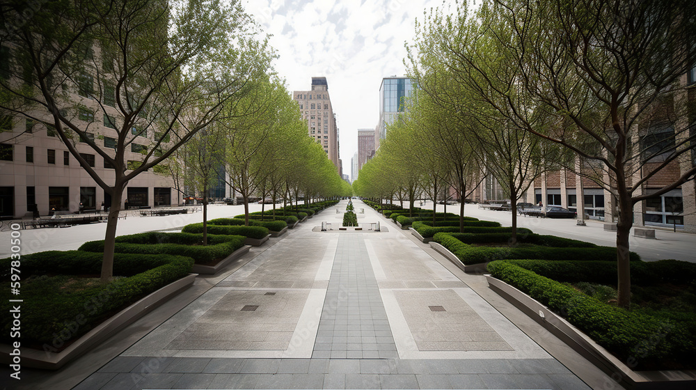 Avenue in modern city, generativ ai