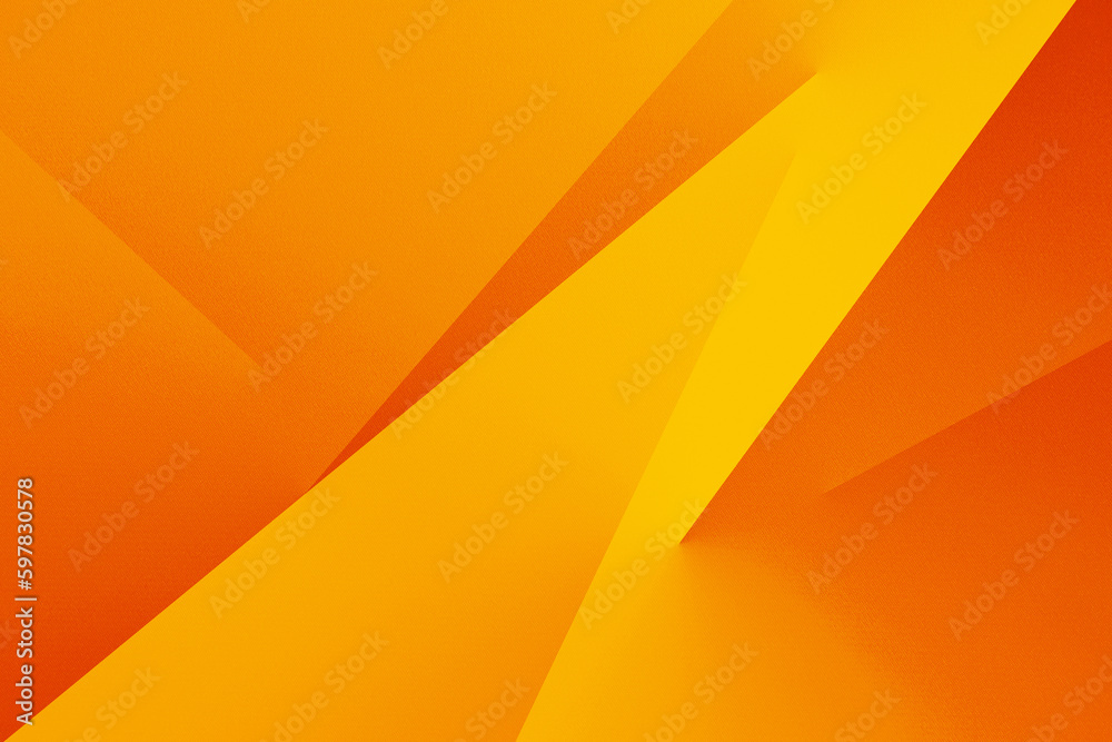 Yellow orange red abstract background. Geometric shape. Diagonal lines, triangles, stripes, corners. Color gradient. Modern. Futuristic. 3d effect. Volume.