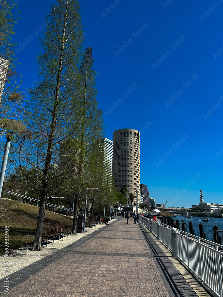 Beautiful view of downtown on a sunny summer day, Tampa, Florida	
