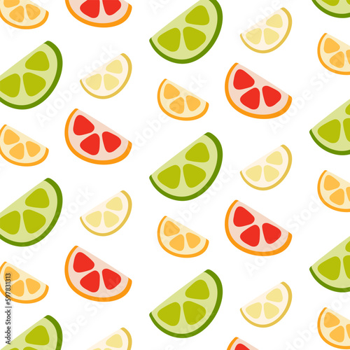 Seamless citrus pattern. Hand drawn vector illustration for summer romantic cover  tropical wallpaper  vintage texture