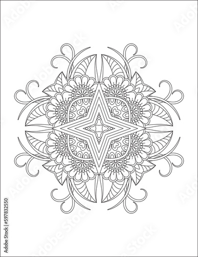 mandala tracery wheel mehndi design. Circular pattern in form of mandala for Henna, Mehndi, tattoo, decoration. Decorative ornament in ethnic oriental style. Bracing usable doodling mehndi pattern.