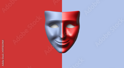 comedy and tragedy masks on white background