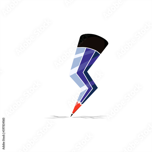 colorful silhouette illustration of a pencil shaped like a lightning bolt