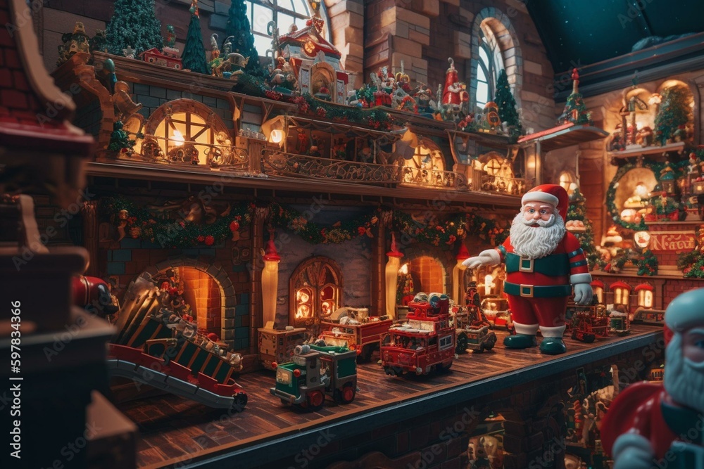 Santa's toy factory. Generative AI