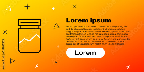 Line Plastic bag of drug icon isolated on yellow background. Health danger. Colorful outline concept. Vector