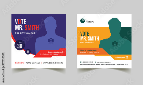 political election social media post & web banner design template.  