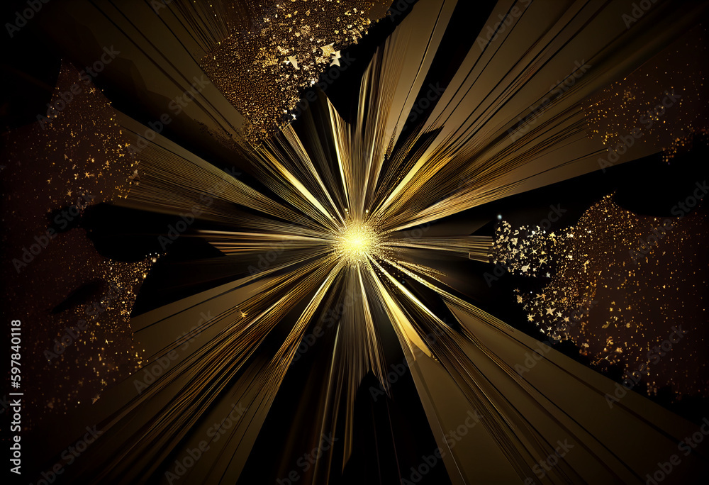 golden background  Black flickering light effect realistic glitter. Generative AI