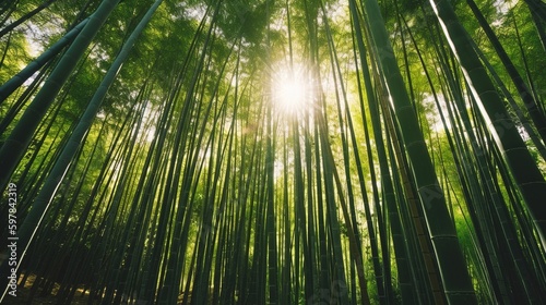 Arashiyama Bamboo Grove. Generative AI.