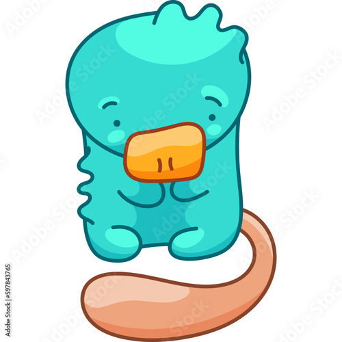 Platypus in Kawaii Style, cute Cartoon Character