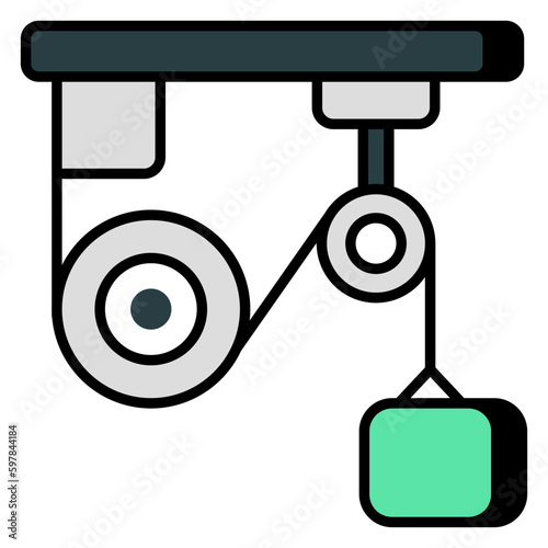 A flat design icon of pulley 