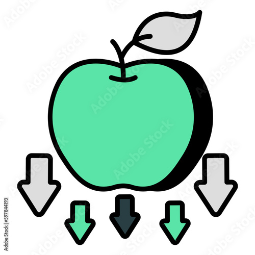 Colored design icon of falling apple 