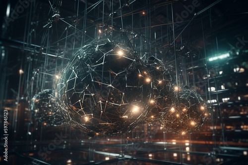 Abstract futuristic network graphic. Generative AI