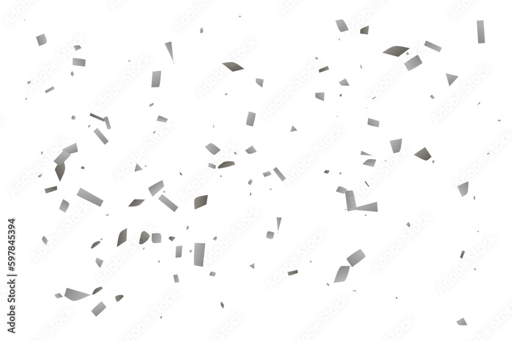 Silver glitter confetti on a white background. Decorative element.