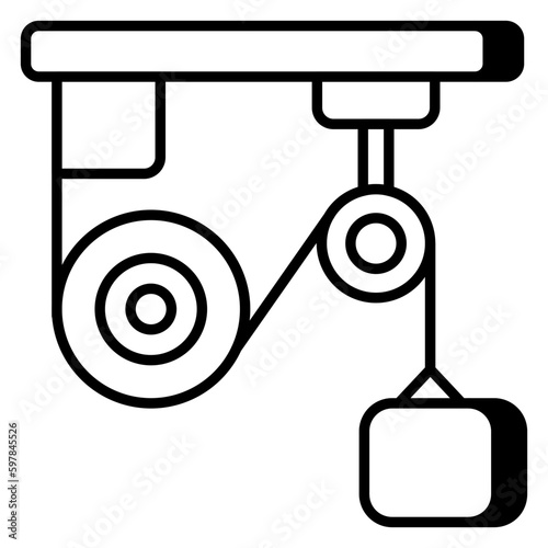 A linear design icon of pulley 
