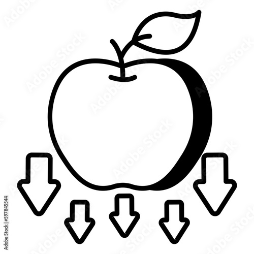 Colored design icon of falling apple 